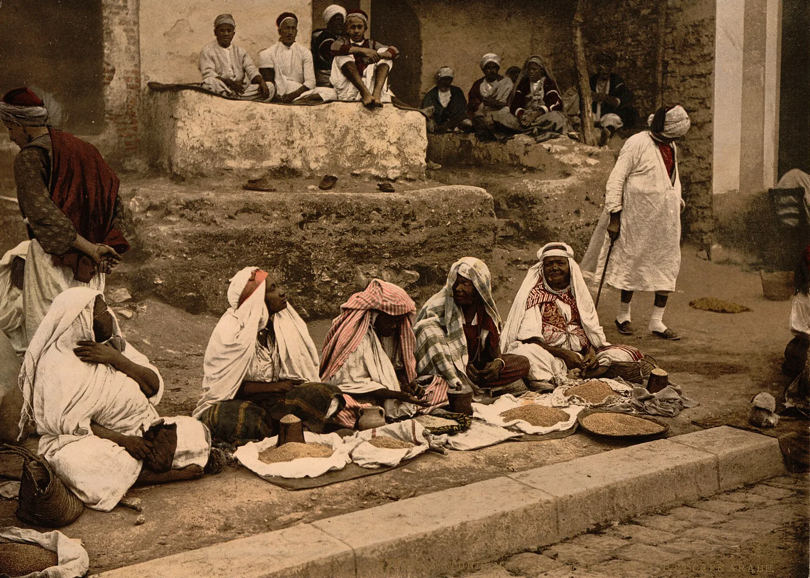 Les Marchands de couscous, Tunis, Tunisie, vers 1899