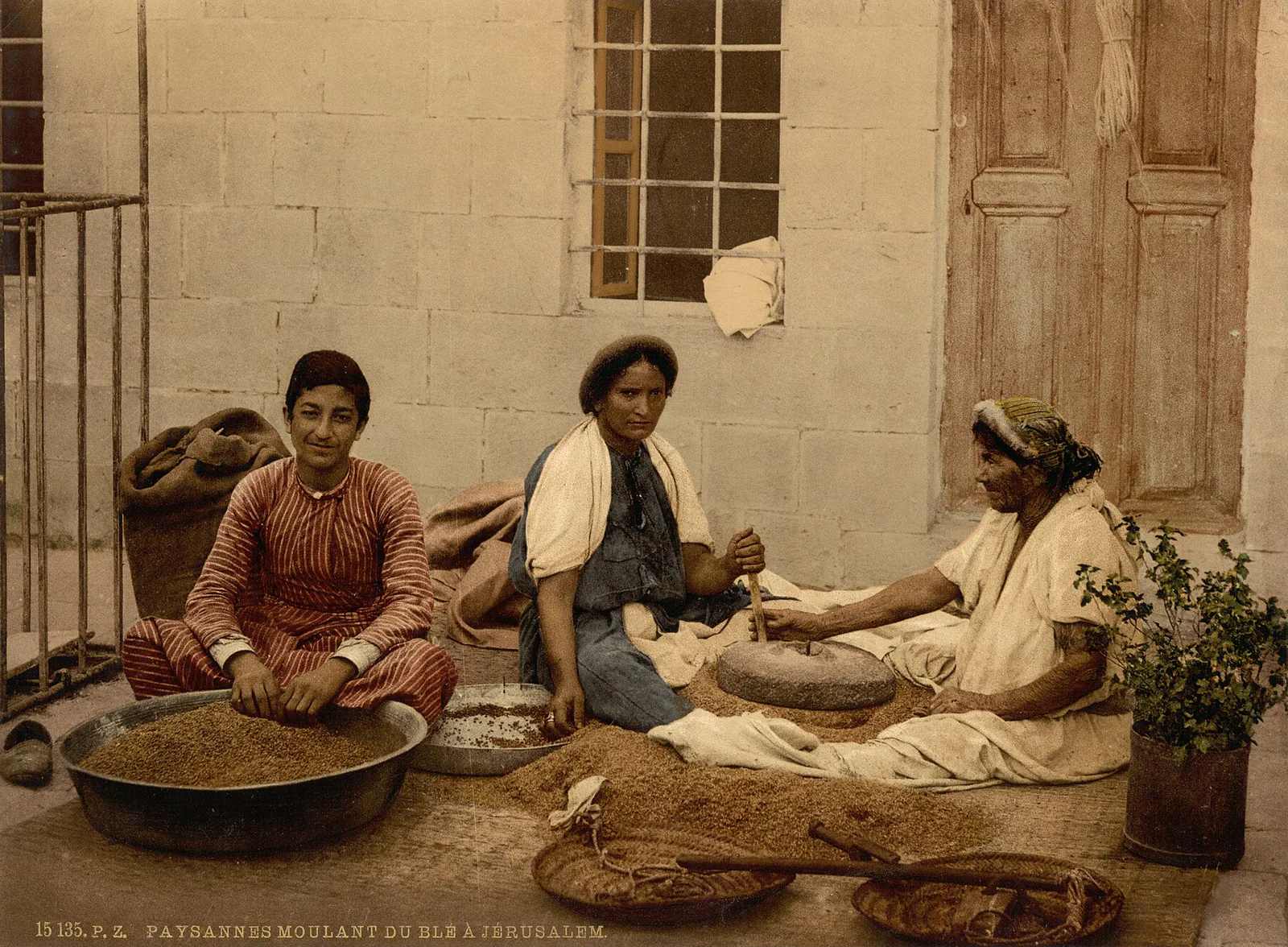 Les Paysannes à la meule, Jérusalem, Palestine ottomane, 1890–1900